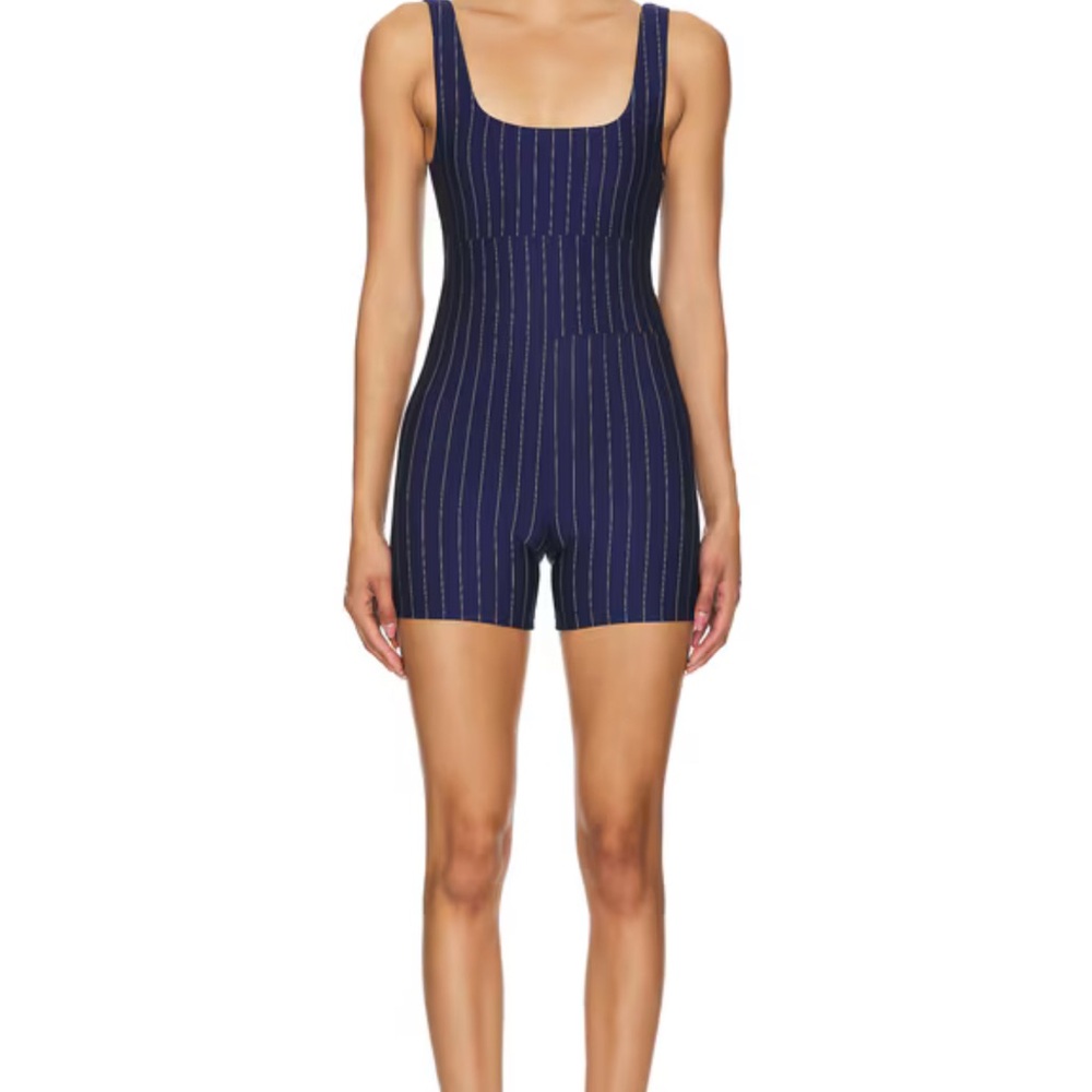 The Jett Romper in Navy Pinstripe STRUT-THIS xs brand new